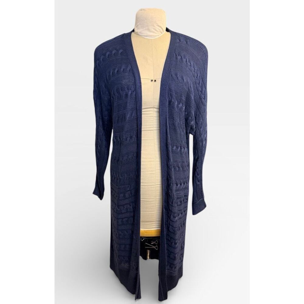 Lauren Ralph Lauren Long Open Front Cardigan Navy Blue Large